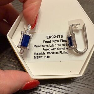 Front Row Flex Silver and Blue Gemstone Earrings